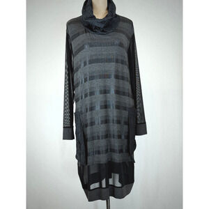 NWT Sassy #12005 Black & Grey Striped Midi Dress XXL #0222 Boutique Designer